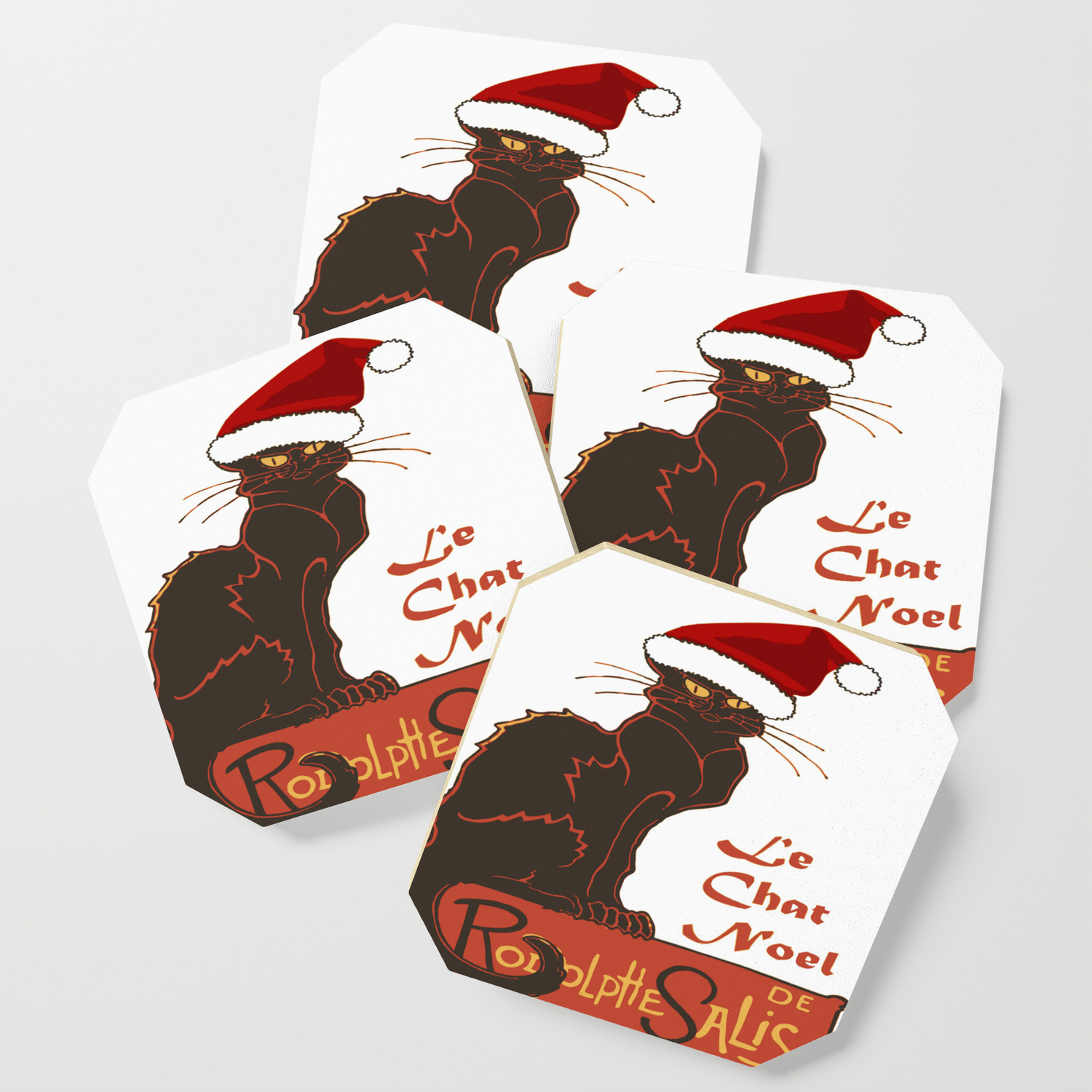 Le Chat Noel Christmas Vector Coaster By Taiche Society6 Le Chat Noel Christmas Vector Coaster By Taiche Society6