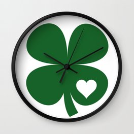 Clover Heart Irish Green St. Patrick's Day Shamrock Wall Clock