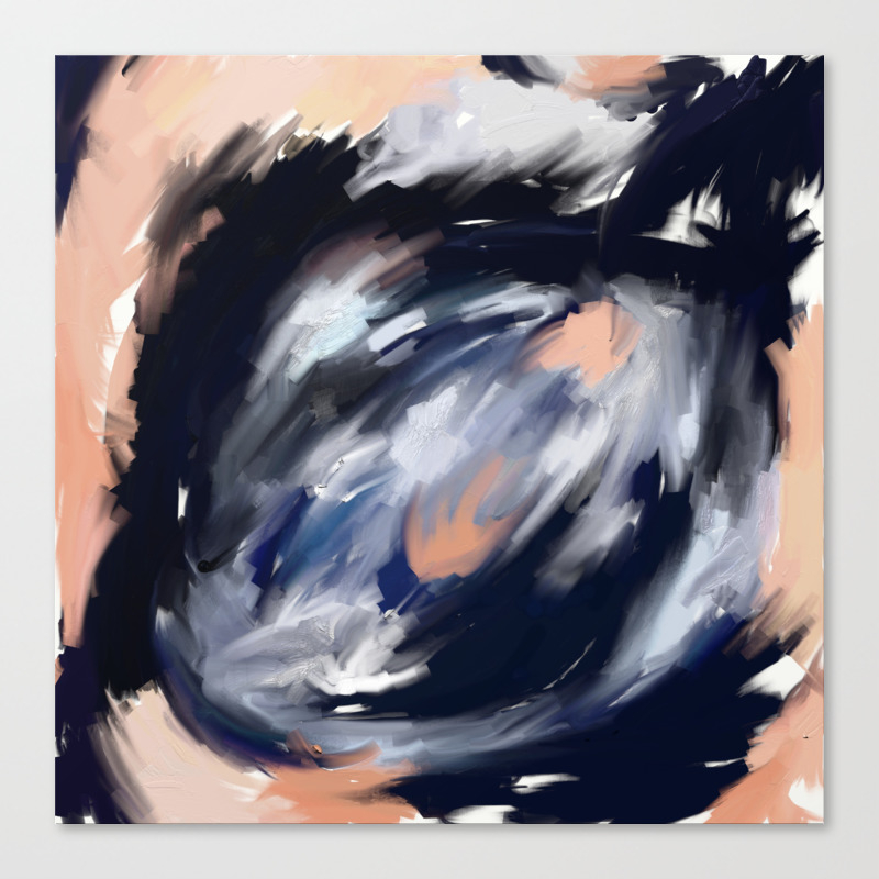 Storm S Eye An Abstract Painting In Peach Blue White And Black Canvas Print By Julestillman Society6