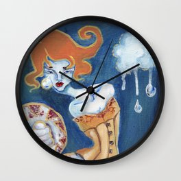 Little Tears - Snake wearing Corset Wall Clock | Oddstrange, Elasteel, Weird, Corset, Gold, Blue, Redhead, Painting, Pop Surrealism, Snake 