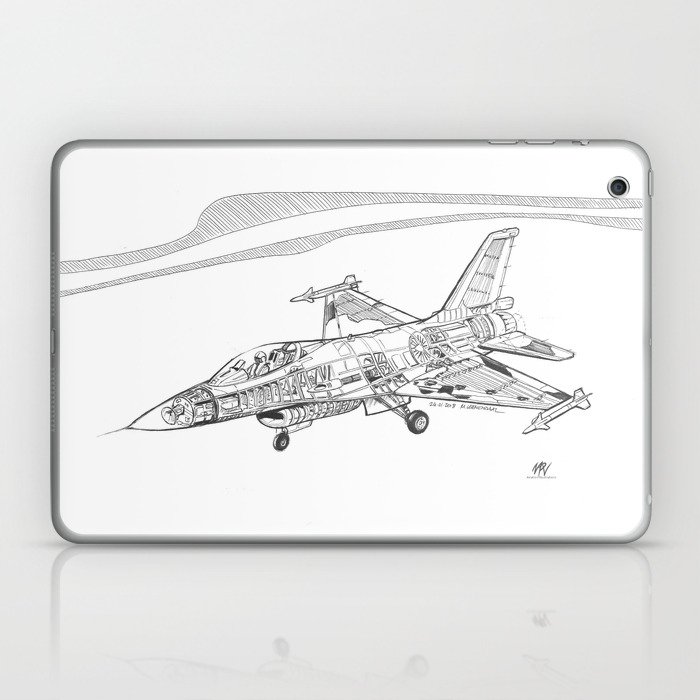 F16 Cutaway Freehand Sketch Laptop Ipad Skin By Marc Mpv Society6
