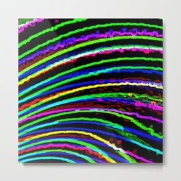 MULTICOLORED BRIGHT ELECTRIC RAINBOW STRIPES PATTERN Metal Print | Trippy, Electricrainbow, Multicolor Pattern, Neon Stripes, Wavy, Stripes, Psychedelic, Psychedelic Art, Brightneon, Concept 