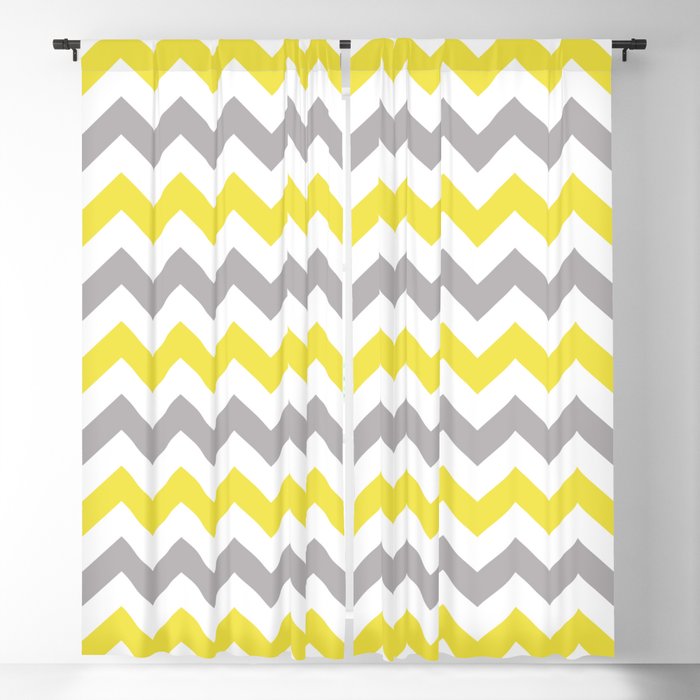 Zigzag Pattern Chevron Yellow, Yellow And Gray Chevron Shower Curtain