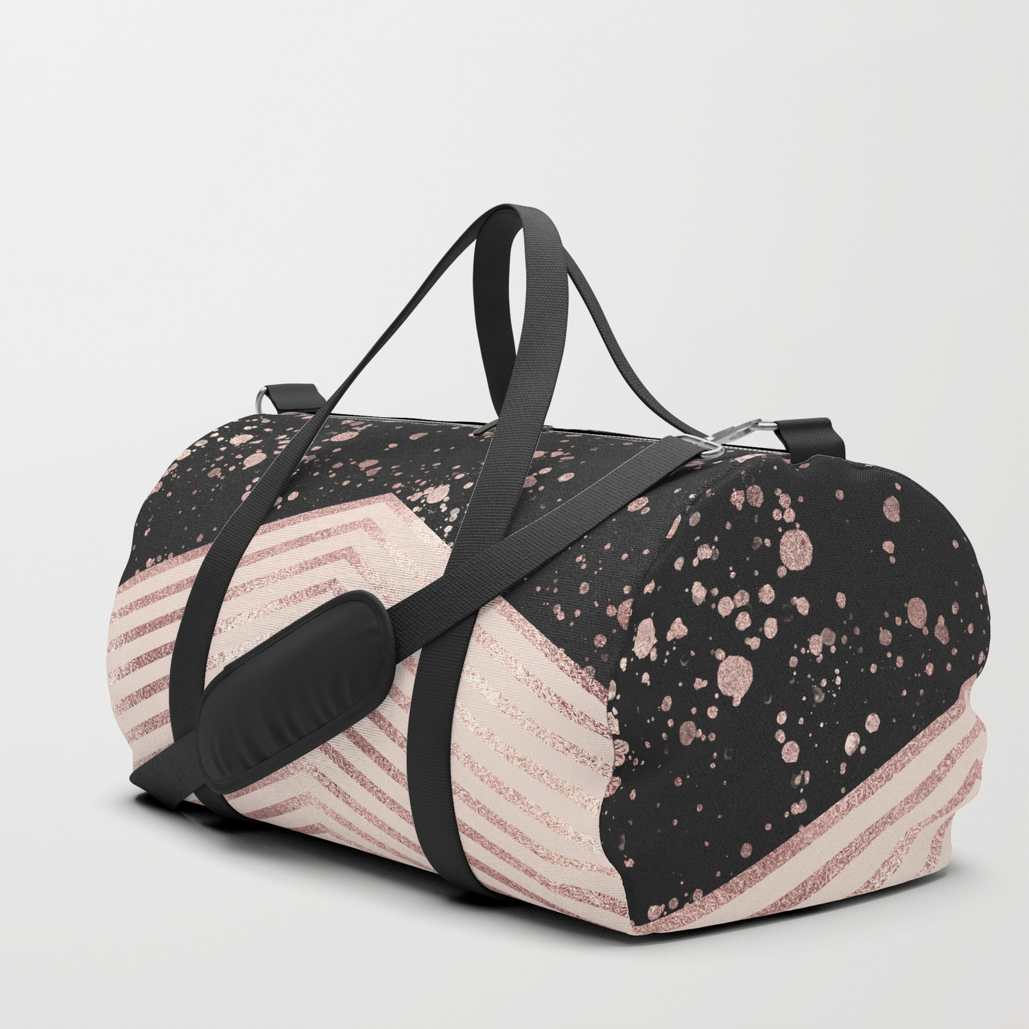 pink black duffle bag