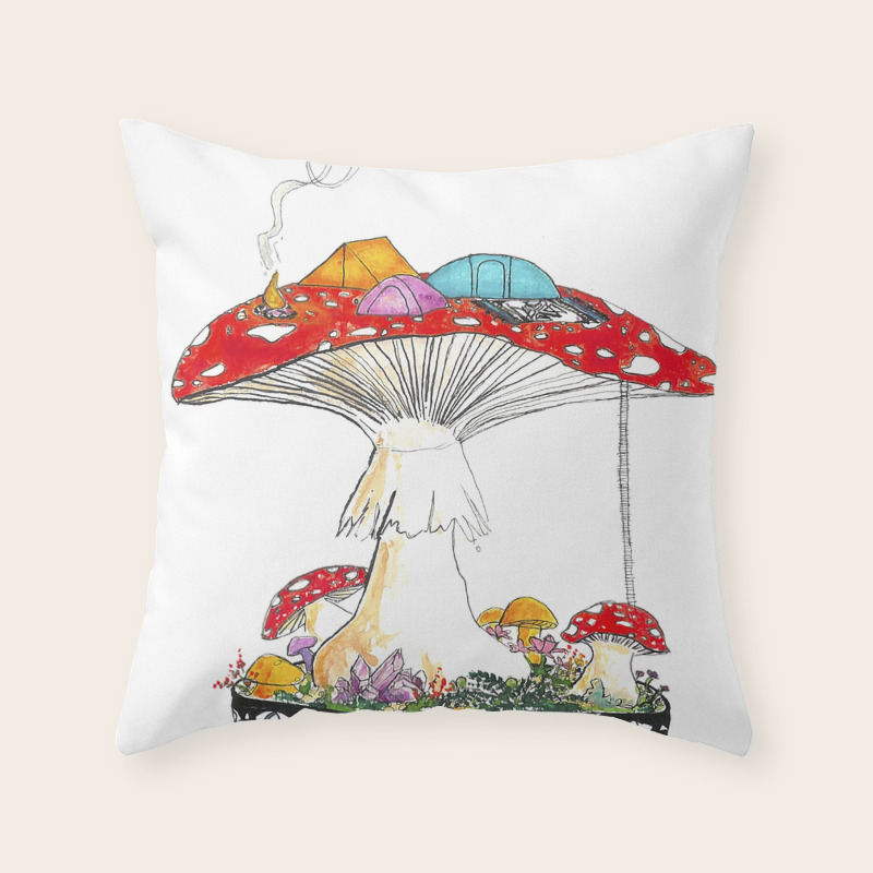Fungi Nights Mushroom Forest Tent Camping Throw Pillow By Lotusgypsy Society6