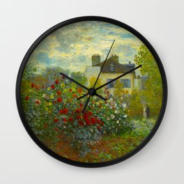 Claude Monet Impressionist Landscape Oil Painting A Corner of the Garden with Dahliass Wall Clock