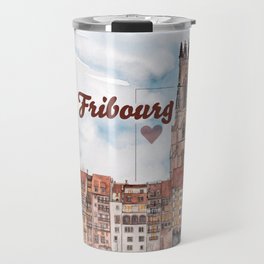 Fribourg Cityscape - St-Nicolas Cathedral watercolor Travel Mug