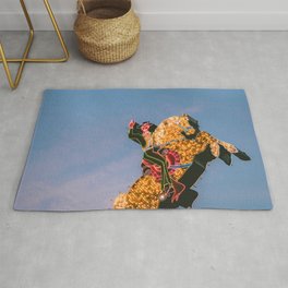 Cowboy on Horse Neon Sign Rug