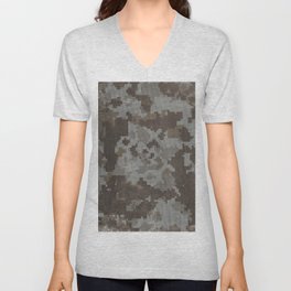 Desert Camouflage Retro Grunge Pattern V Neck T Shirt