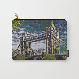 Uk Bridge Artistic Illustration Broken Green Glass Style Carry-All Pouch