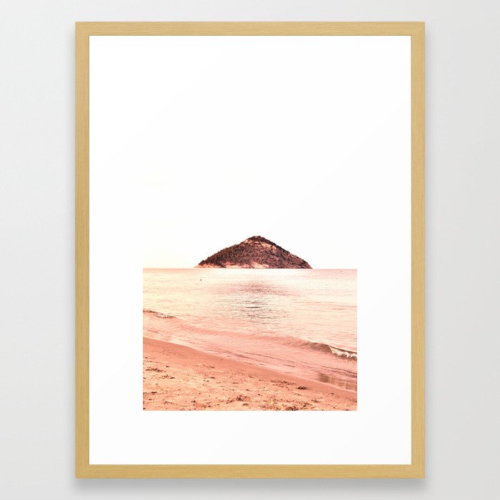 Coral Shades Minimal Beach Scape Framed Art Print