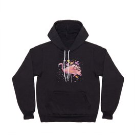 Pink Flamingo Summer Vibes Hoody | Pink, Vibes, Painting, Expressive, Watercolor, Flamingo, Animal, Bird, Feathers, Spatter 