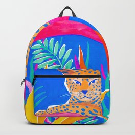 Exotic Jungle Backpack | Painting, Exotic, Pop Art, Junlge, Leopards, Colorful, Garden, Pattern, Bright, Plants 