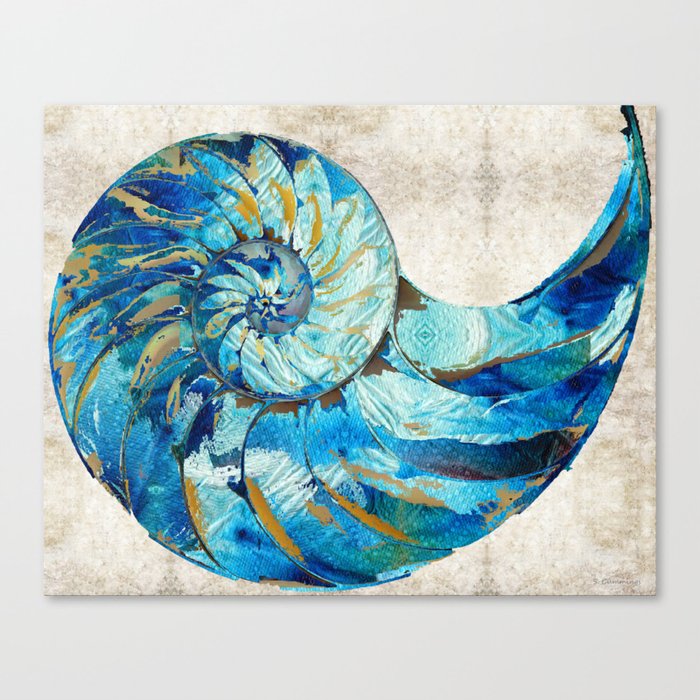 Tropical Blue Beach Art Nautilus Shell Bleu 2 Sharon Cummings Canvas Print By Sharoncummings Society6