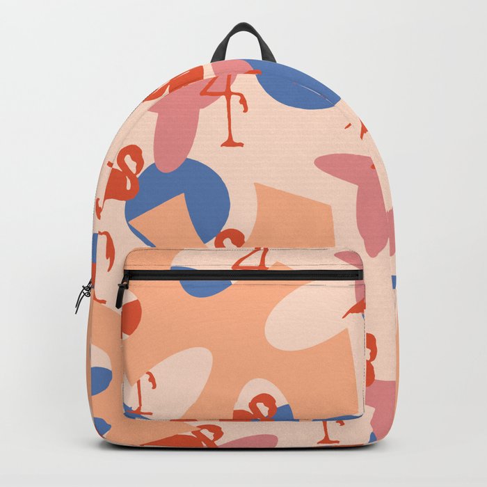 Flamingo and leaves pattern coral blue Backpack - Nude shorts flamingo prints layout