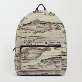 father's day fisherman gifts whitewashed wood lakehouse freshwater fish Backpack