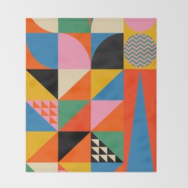Geometric abstraction in colorful shapes   Throw Blanket