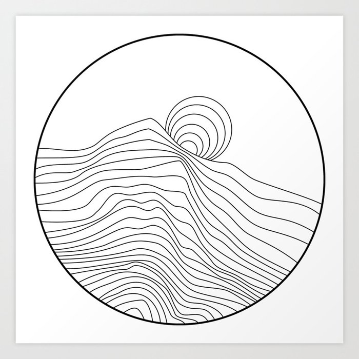 Curvy Line Black And White Mountain Sunset Graphic Art Print Art Print By Maximdesigns Society6 Sides painted black and the entire painting is finished off with gloss varnish for protection from uv rays and dust… curvy line black and white mountain sunset graphic art print art print by maximdesigns