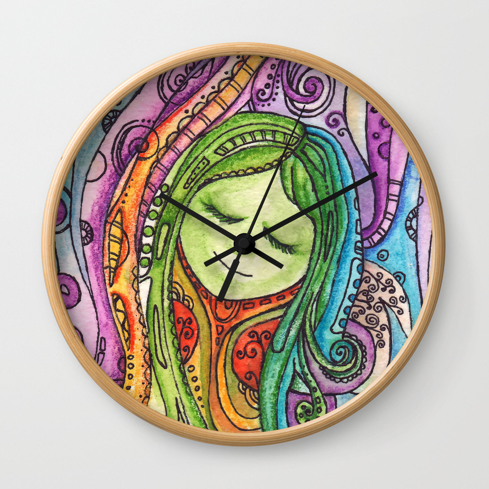 Watercolor Fairy Illustration Baby Girl Abstract Purple Art Fantasy Mood Gift For Her Wall Clock By Remioniart Society6