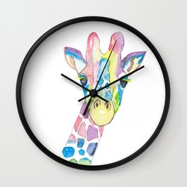 Happy colorful Giraffe Wall Clock