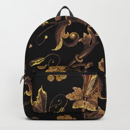 Embroidery renaissance golden floral seamless pattern Backpack