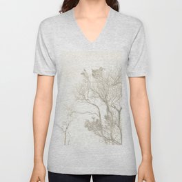 Faded trees in the winter  morning  Unisex V-Neck