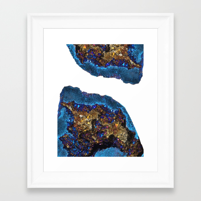 Agate Metallic Blue Gold Framed Art Print By Galeswitzer Society6