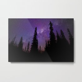 Milky Way Galaxy Over the Forest Metal Print