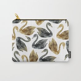 Hand painted black gold watercolor swan bird Carry-All Pouch