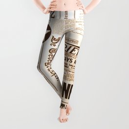 Vintage Newspaper Ads Black and White Typography Leggings