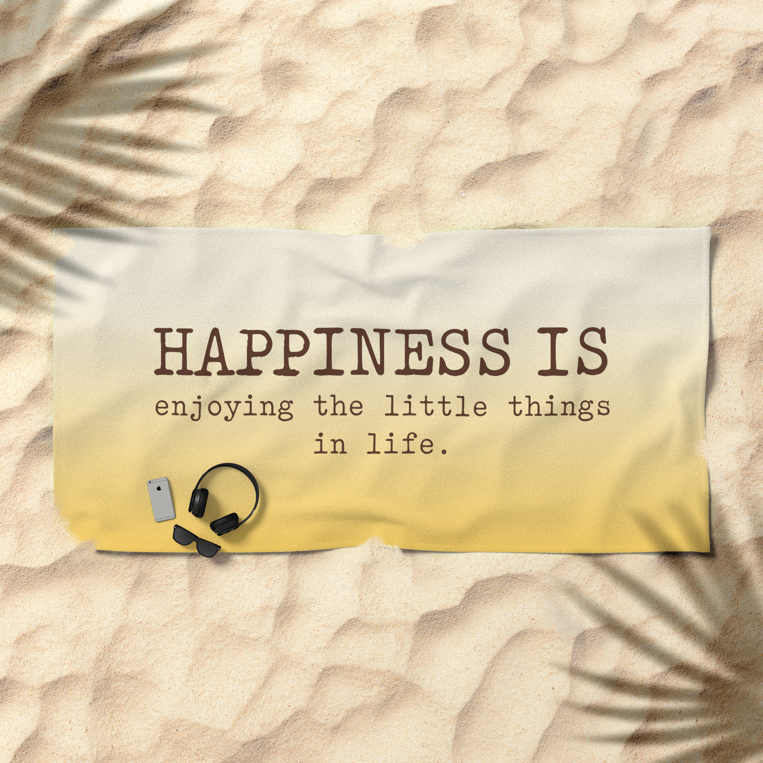 happiness is enjoying the little things in life happiness quotes beach towel by socoart