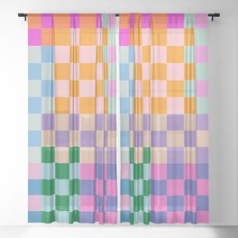 Checkerboard Collage Sheer Curtain