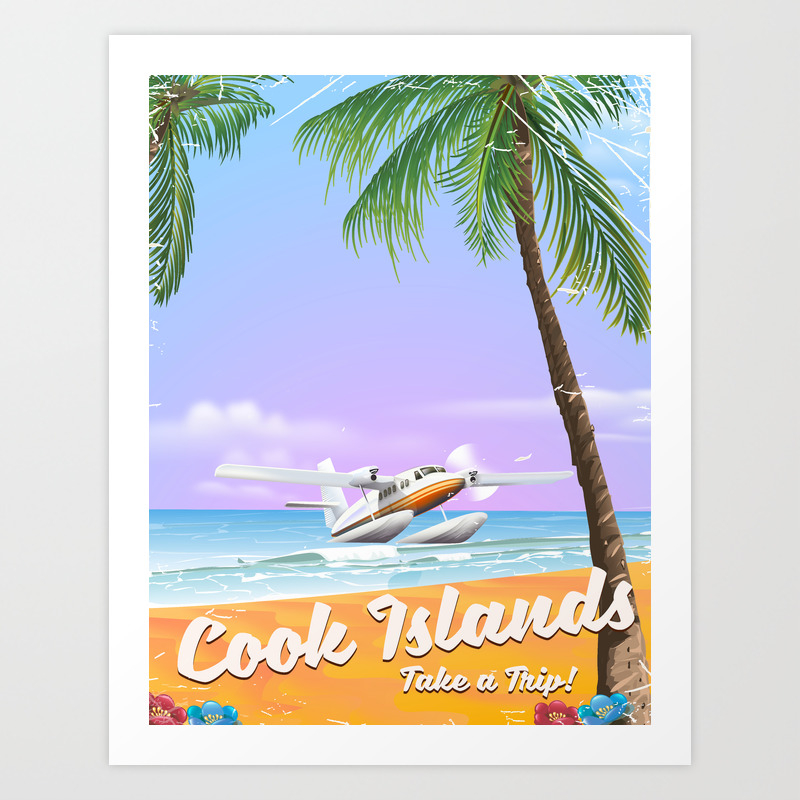 Cook Islands Vintage Beach Poster Art Print By Nicholasgreen Cook Islands Vintage Beach Poster Art