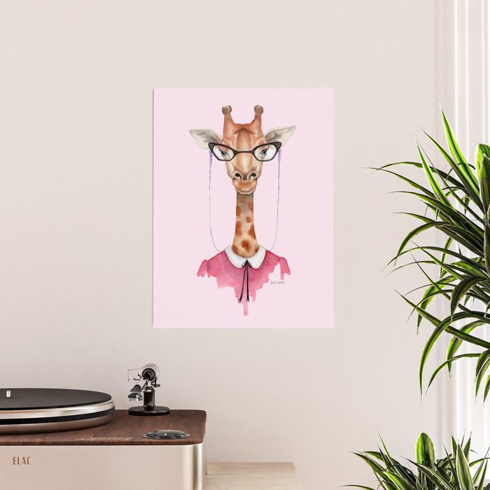 Download G Is For A Giraffe In Glasses Watercolor Giraffe Poster By Artbynieman Society6