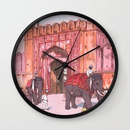 Ajmer Gate, Jaipur by Yoshida Hiroshi - Japanese Vintage Ukiyo-e Woodblock Painting Wall Clock