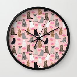 Cats with donuts cute cat breeds cat portraits pet portrait cat lady hipster gifts sprinkle donut Wall Clock