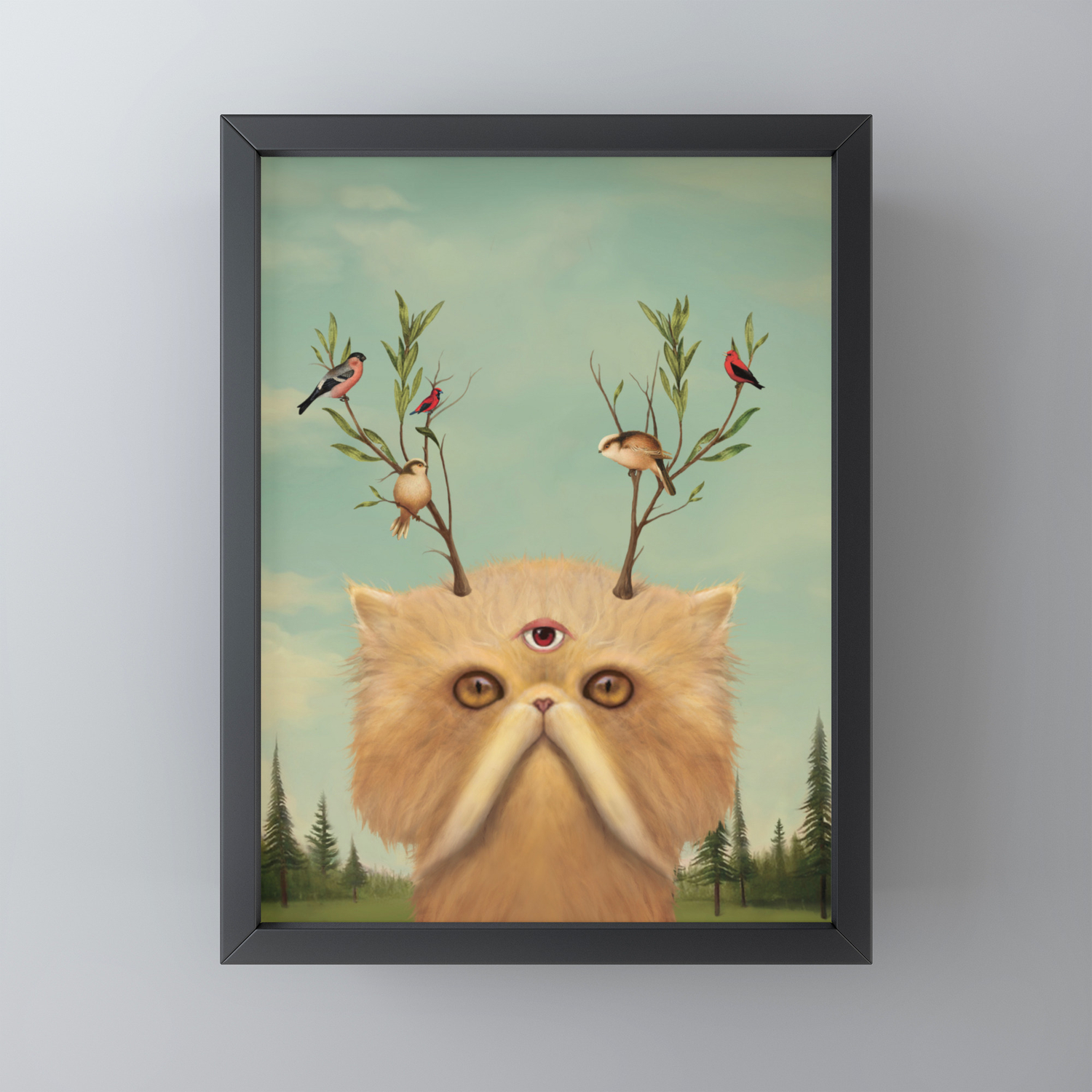 bastet cat deity patron of the forest animals framed mini art print by catalinanastase