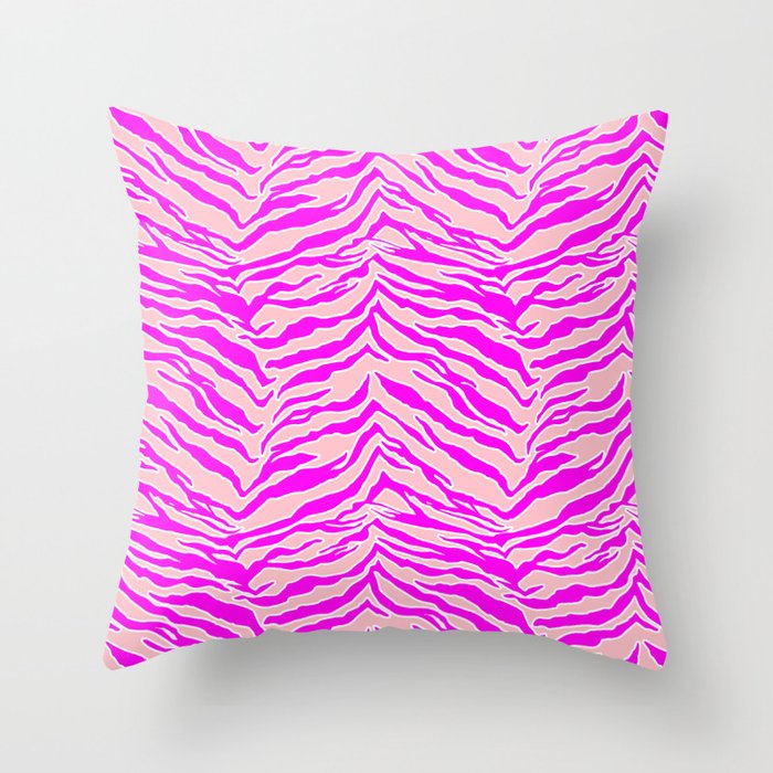 Tiger Print Pink & Pink Throw Pillow by SilverPegasus Society6