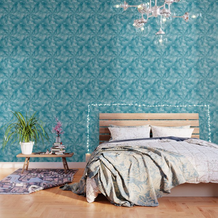 Bluish Spiral Snowflake Wallpaper By Rizwana Society6