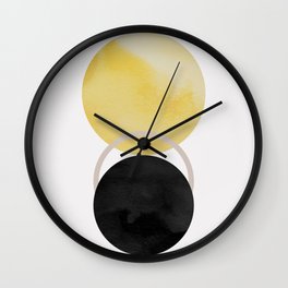 Sun Seekers Wall Clock | Sun, Sunset, Gold, Black, Space, Abstract, Circle, Yellow, Minimalist, Geometric 