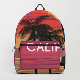 California beach palms Vintage travel poster  Backpack