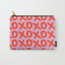 XOXO Print Hugs And Kisses Pink Retro Wall Art Minimal Preppy Modern Decor XOXO Pattern Abstract Carry-All Pouch