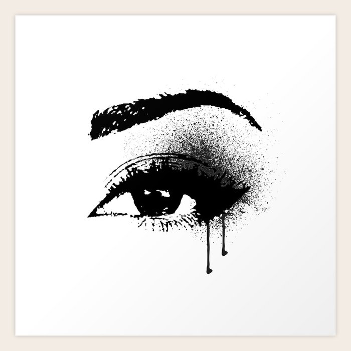 Black And White Eye Makeup With Paint Drips Art Print By Amandagreenwood Society6 Black and white photography is not a technical limitation, rather it is a creative choice that helps you isolate and draw attention to a part of the black and white photography challenges the photographer to look at an image for its relationship with light, texture, composition, and the elements in the shot.