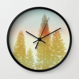 #02#Foggy pine trees Wall Clock