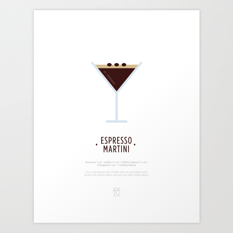 Espresso Martini Cocktail Recipe Art Print White Art Print By Typeandtails Society6