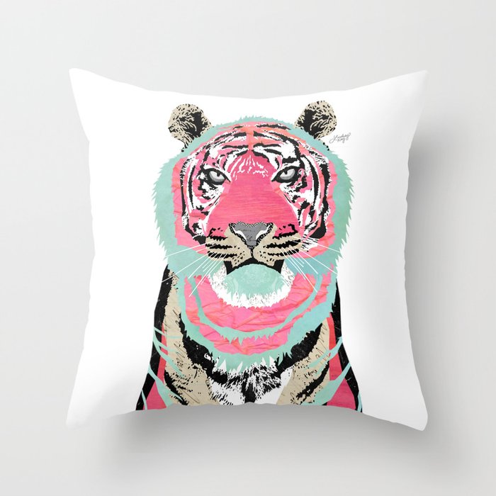 Pink Tiger Throw Pillow by Lindsey Kay Co Society6