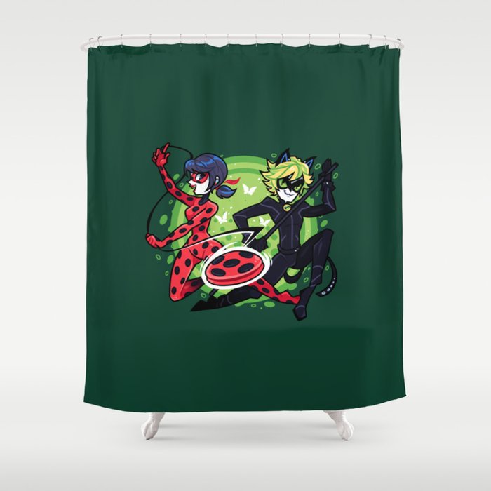 Miraculous Ladybug And Cat Noir Shower, Ladybug Shower Curtain