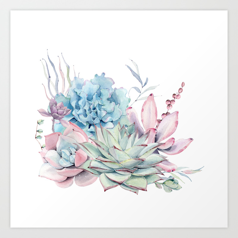 Pretty Pastel Succulents Art Print By Naturemagick Society6
