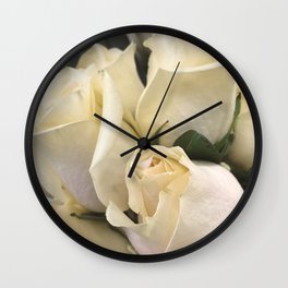 Ivory White Roses in Remembrance of Elizabeth Wall Clock