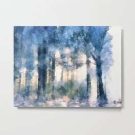 A blue forest in an orange winter Metal Print